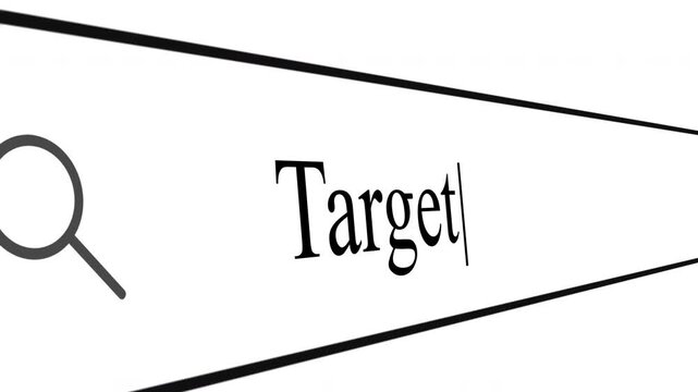 Typing the word Target in a web browser's address bar to find information. The search bar shows what is being entered for easy viewing.
