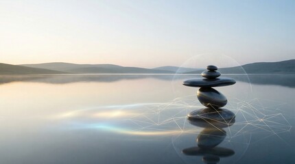 Tranquil Zen Stones Floating on Calm Water