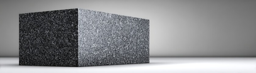 Fototapeta premium A textured, dark block sits on a smooth surface, surrounded by a minimalist background, a modern design aesthetic, foundation, long-term investment, leadership