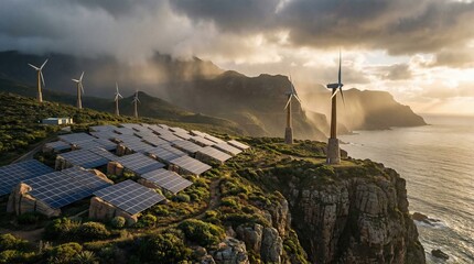 Renewable Energy Landscape with Wind and Solar Power