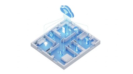 Smart city on microchip digital illustration