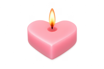 Pink heart candle burning, symbolizing love and romance