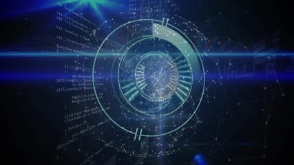 Animation of scope scanning with globe over binary coding - Powered by Adobe