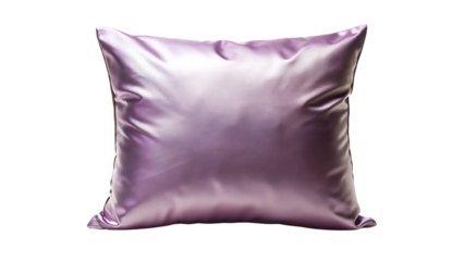 Square shaped lilac satin pillow isolated on a transparent background purple