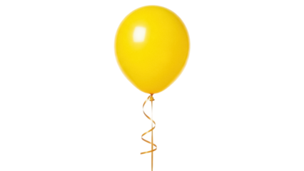 Isolated festive yellow balloon for birthday celebration party or anniversary event