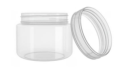 Clear Plastic Jar with Lid isolated isolated on a transparent background