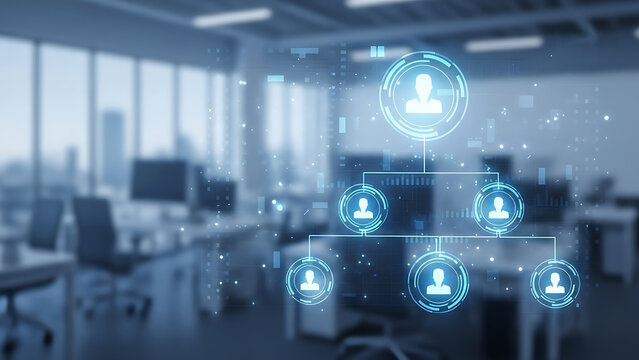 Digital organizational structure in modern office space