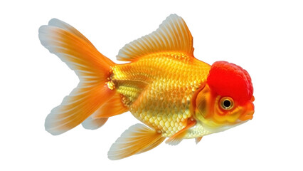 Isolated Goldfish, Oranda variety, a very popular pet due to their unique appearance