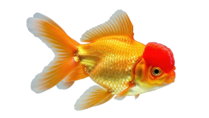 Isolated Goldfish, Oranda variety, a very popular pet due to their unique appearance