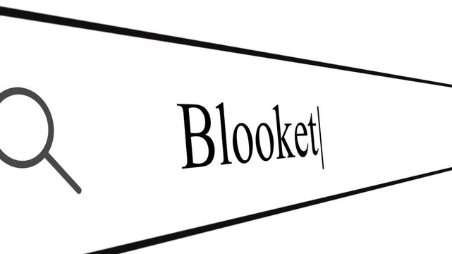 A person types in the address bar to search for Blooket. The focus is on the search box and the action of entering the text.