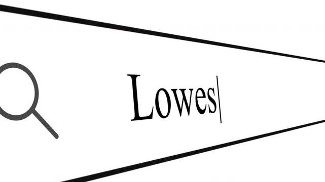 Typing Lowes in the search box to find information. Close-up view shows the search process clearly and directly without distractions.