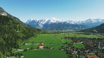 Alps mountains and valley countryside