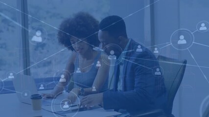 Animation of network of connections over businessman network of connections network of - Powered by Adobe