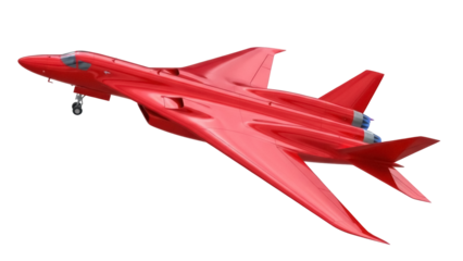 Isolated futuristic red aircraft, a high-speed airplane on a clean setting; sleek design