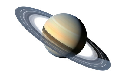 Isolated view of planet Saturn showing rings, a gas giant for astronomy, solar system © Natalia