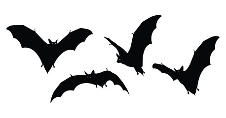 Obraz premium bat silhouette art with white contrast in flying poses and nocturnal wildlife motion