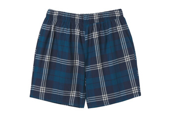 Blue Plaid Shorts clothing apparel fashion textile isolated on a transparent background
