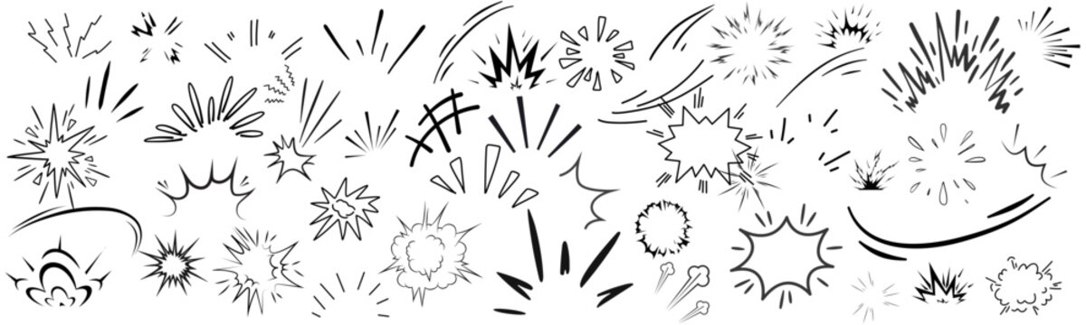 line sparkle vector set. comic style decorative lines, burst effects. Perfect for pop art, retro comics, and cartoon effects in graphic design projects. vector illustration