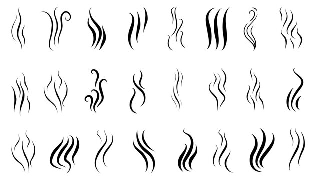 Smoke steam icon  set. Smoke smell, steam aroma heat symbol. vector illustration.