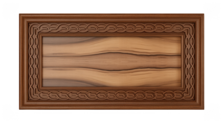 Wooden frame with Celtic frame brown ornate isolated on a transparent background