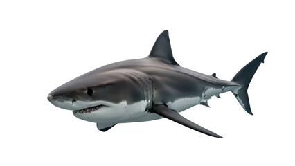 Isolated great white shark swimming predator danger powerful apex predator fish underwater