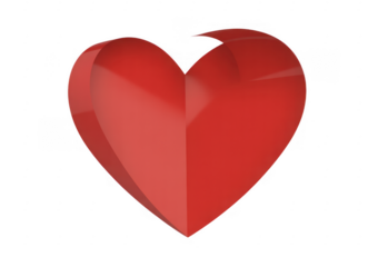 Red heart with a broken heart shiny heart 3D heart isolated on a transparent background