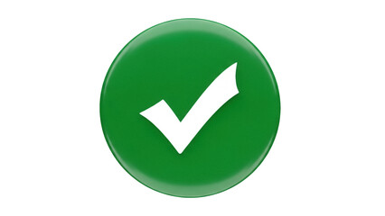 Isolated green check mark indicates success, approval, right choice or validated decision