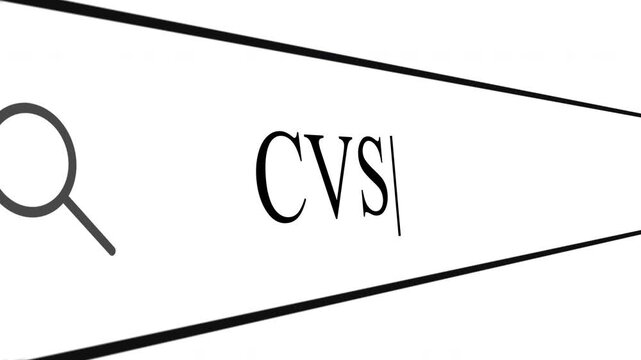 The search bar is shown as a user types CVS. The focus is on the search box and how queries are entered for information retrieval.