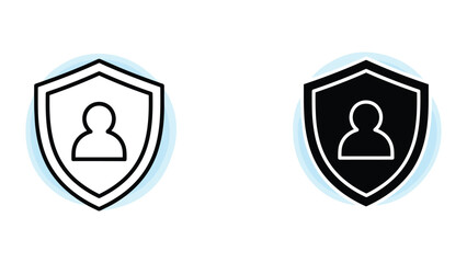 Secure profile protection shield icon set