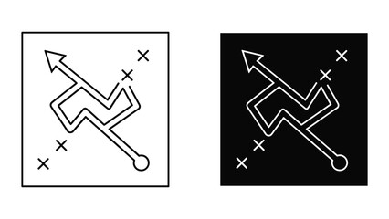 Simple line art design with arrow and cross symbols