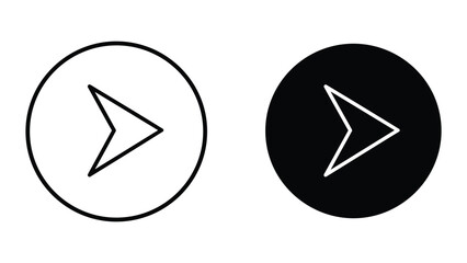 Play button icon set in black and white