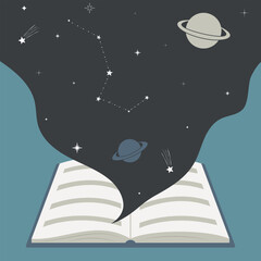 open book and cosmos