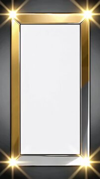 Gleaming Gold and Silver Frame with Reflective Edges.
