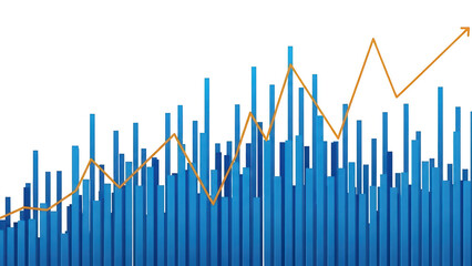 Financial market performance over time isolated on transparent background