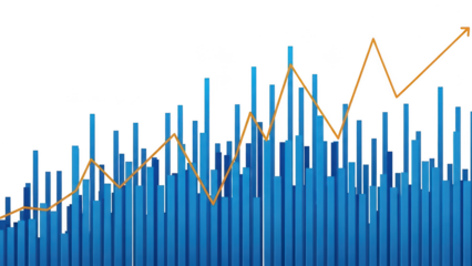 Financial market performance over time isolated on transparent background