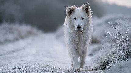 Dog on trail winter style