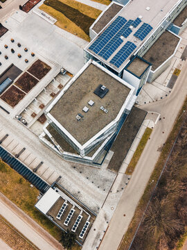 Aerial view of modern data center campus