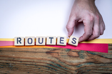 ROUTES Transport And Movement Concept Shown With Wooden Letter Blocks