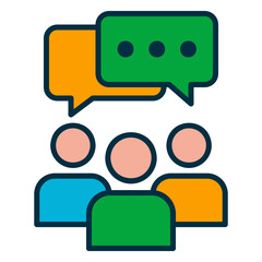 Discussion or brainstorming icon for team and group work