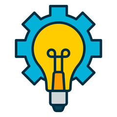 Icon of innovation and creativity with light bulb and gears