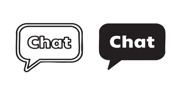 Speech bubble chat vector icon, message and conversation symbol, communication sign, outline and filled style, isolated on transparent background