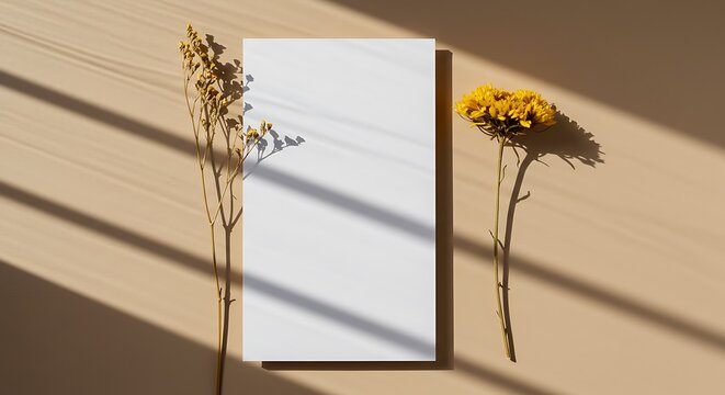 Sunlit Still Life: Dried Flowers & Blank Canvas