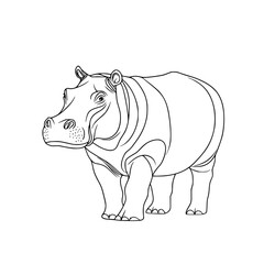 Obraz premium Black White Hippo Line Art: Simple Clean Illustration Hippo | Clean, isolated vector art for creative projects.