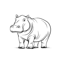 Obraz premium Majestic Hippo: Study Contrasts - Black White | Clean, isolated vector art for creative projects.