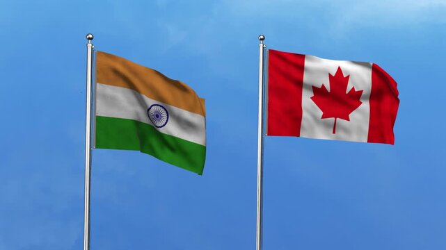 High detailed flag of India and Canada. India and Canada flag. 3D Illustration.