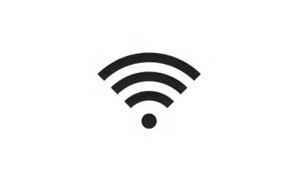 Grungy white wifi signal icon on a black background representing wireless internet isolated on transparent background