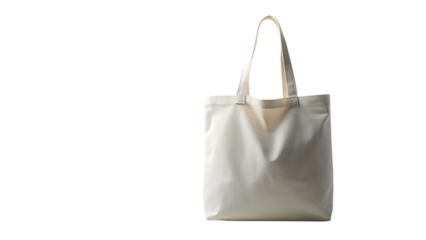 White tote bag with handles isolated on a transparent background white bag
