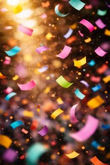 colored confetti falls through the air 