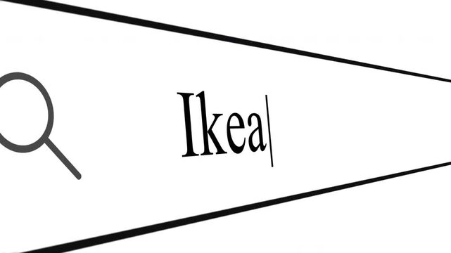 A close view of a search box where a user types the word Ikea to find information. The focus is on the search process and user interaction.