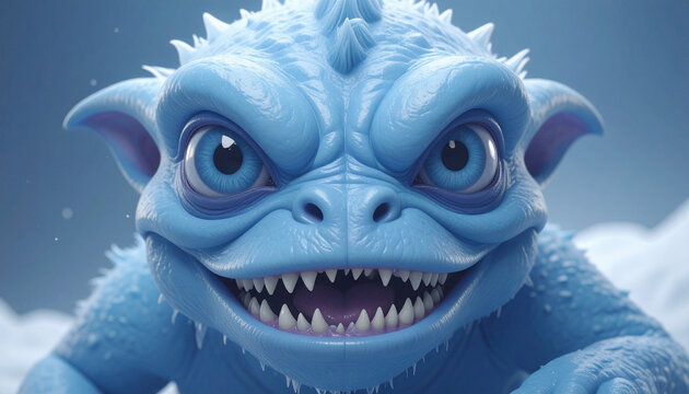 Baby blue lizard mischievous face cute little beast